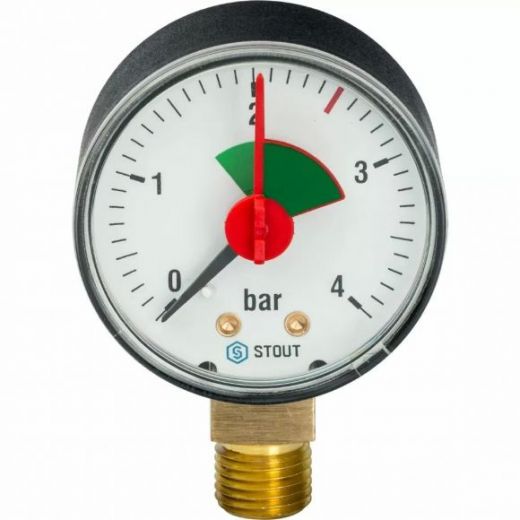 Манометр радиальный с указателем предела Stout (корпус ? 50 мм) SIM-0008-500408