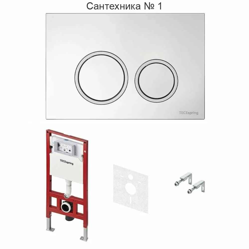 Инсталляция для унитаза Tece Spring K955101, клавиша смыва глянцевый хром