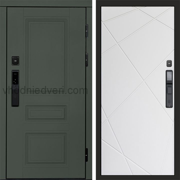 Входная дверь Termo-door ОРЕГОН GREEN с электрозамком - Лучи Белый