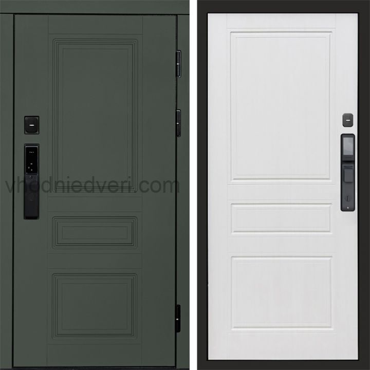 Входная дверь Termo-door ОРЕГОН GREEN с электрозамком - Классик Белый софт