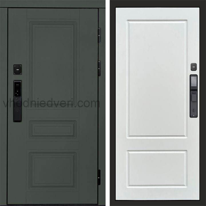 Входная дверь Termo-door ОРЕГОН GREEN с электрозамком - Марсель Белый софт