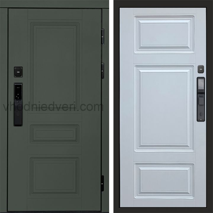 Входная дверь Termo-door ОРЕГОН GREEN с электрозамком - Лион Белый софт