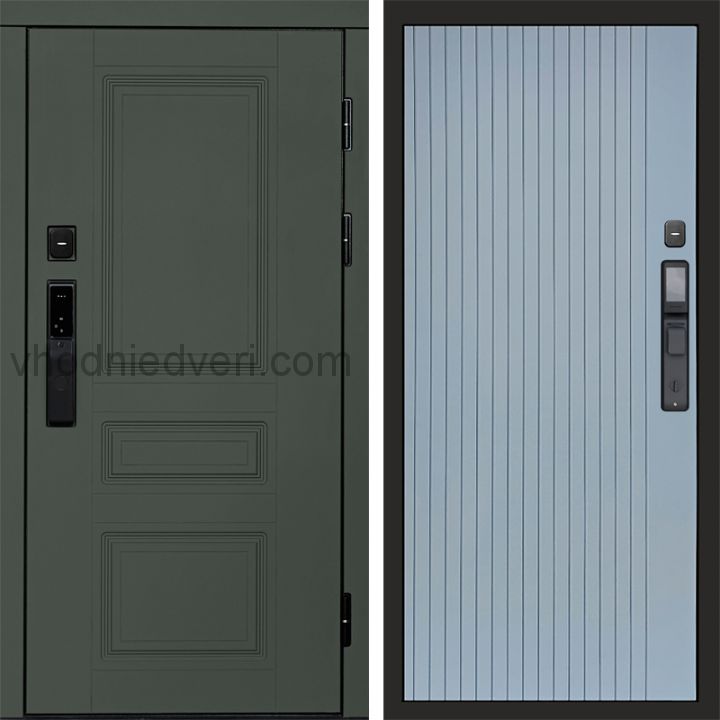 Входная дверь Termo-door ОРЕГОН GREEN с электрозамком - Flat Грей софт