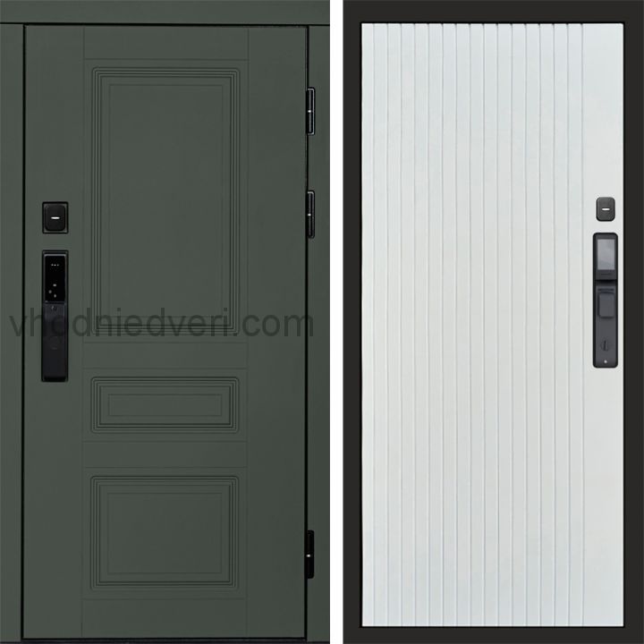 Входная дверь Termo-door ОРЕГОН GREEN с электрозамком - Flat Белый софт