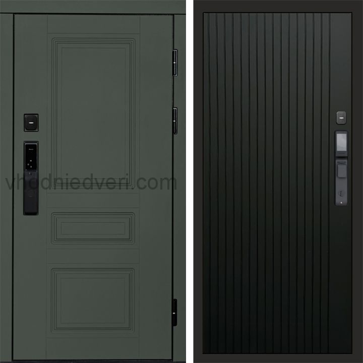 Входная дверь Termo-door ОРЕГОН GREEN с электрозамком - Flat Черный кварц