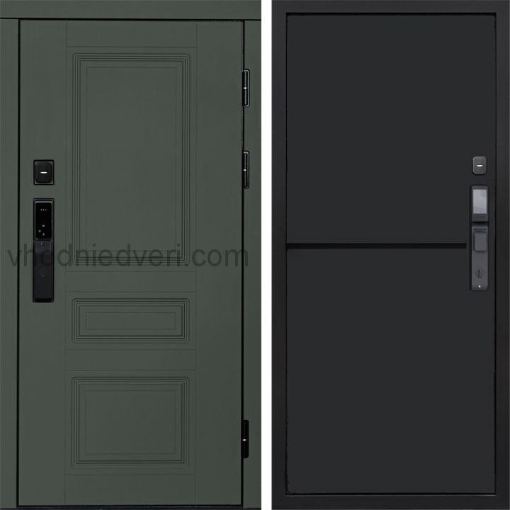 Входная дверь Termo-door ОРЕГОН GREEN с электрозамком - Нео Black