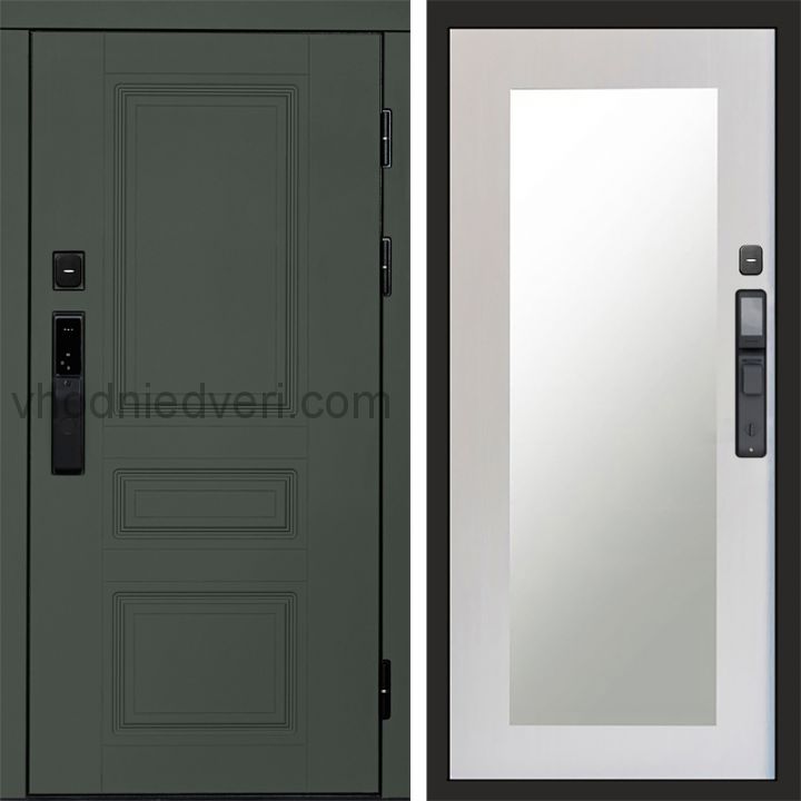 Входная дверь Termo-door ОРЕГОН GREEN с электрозамком - Зеркало Триумф Лиственница
