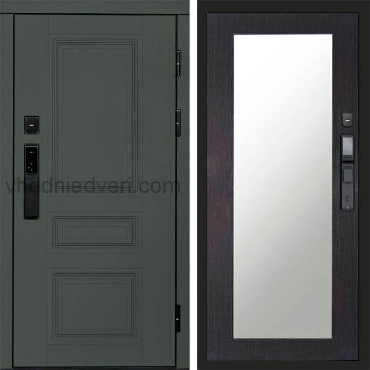 Входная дверь Termo-door ОРЕГОН GREEN с электрозамком - Зеркало Триумф Венге