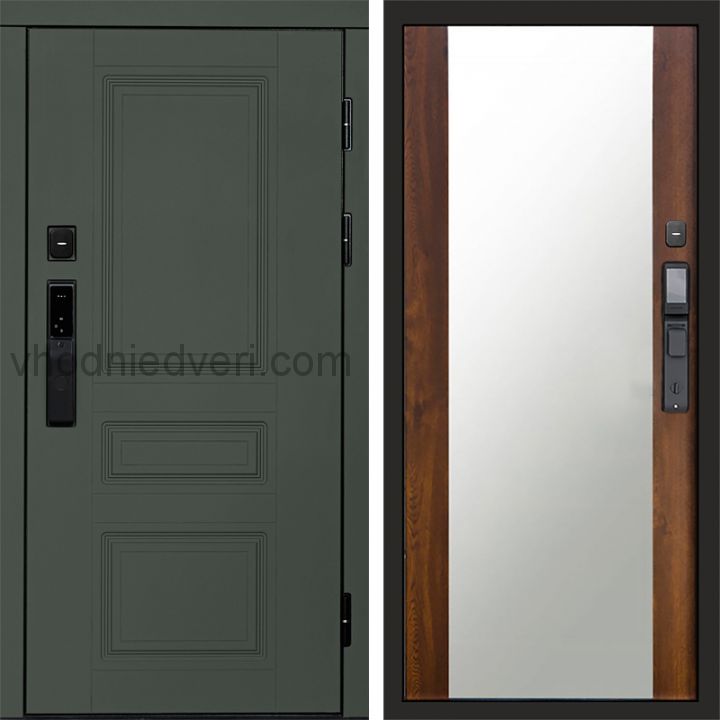 Входная дверь Termo-door ОРЕГОН GREEN с электрозамком - Зеркало Дуб