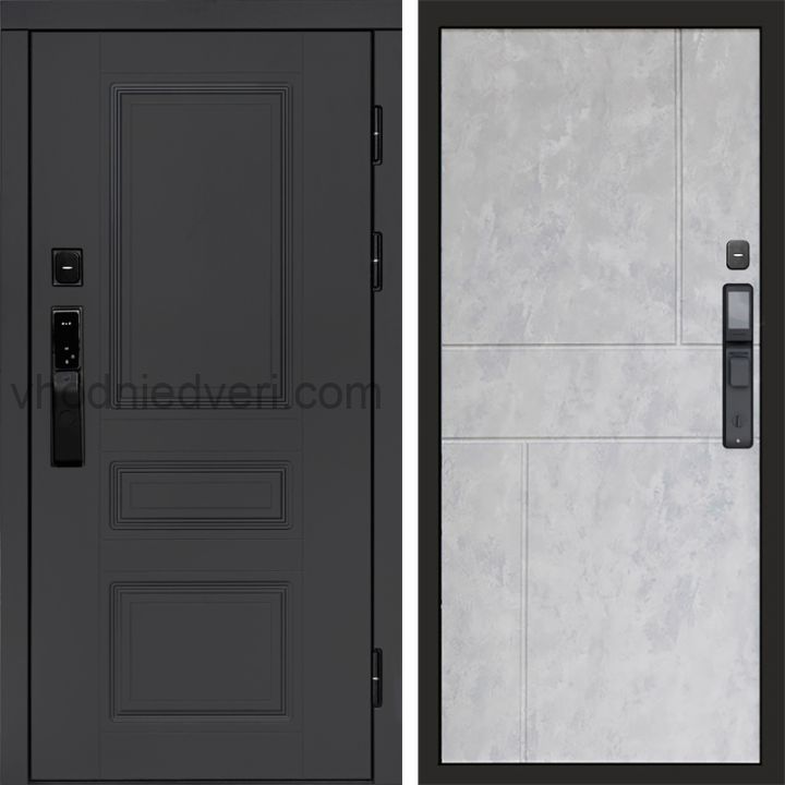 Входная дверь Termo-door ОРЕГОН ГРАФИТ с электрозамком - Горизонт Бетон светлый