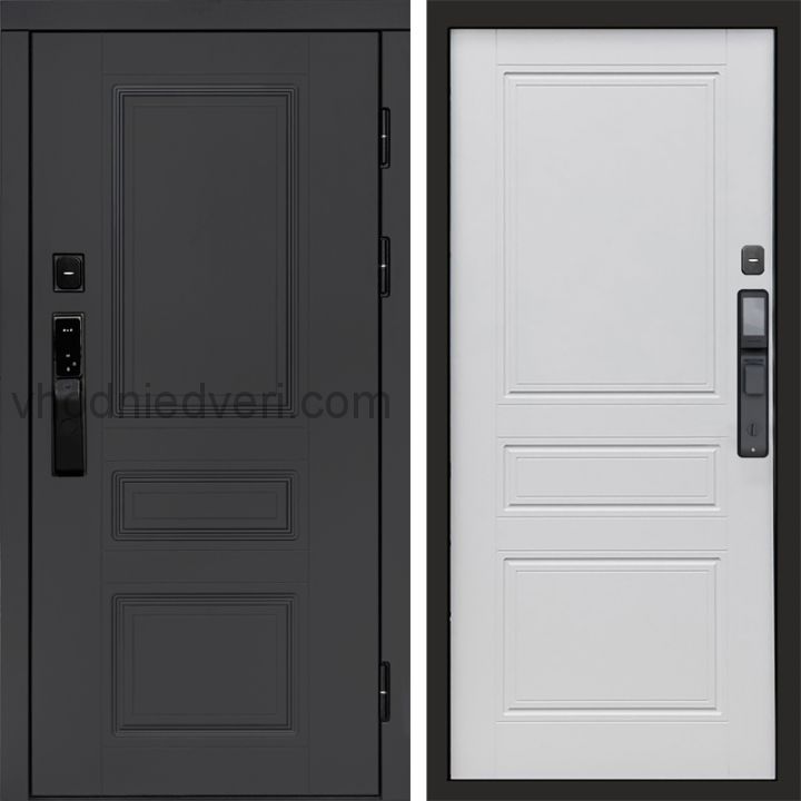 Входная дверь Termo-door ОРЕГОН ГРАФИТ с электрозамком - Классик Белый софт