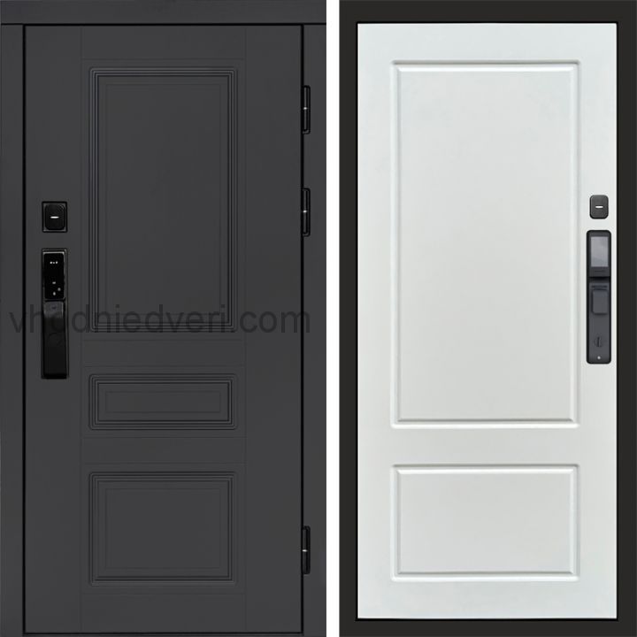 Входная дверь Termo-door ОРЕГОН ГРАФИТ с электрозамком - Марсель Белый софт