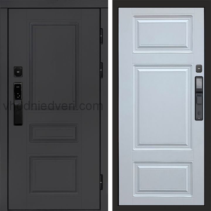 Входная дверь Termo-door ОРЕГОН ГРАФИТ с электрозамком - Лион Белый софт
