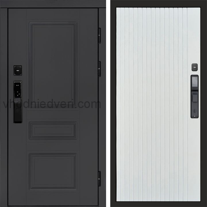Входная дверь Termo-door ОРЕГОН ГРАФИТ с электрозамком - Flat Белый софт