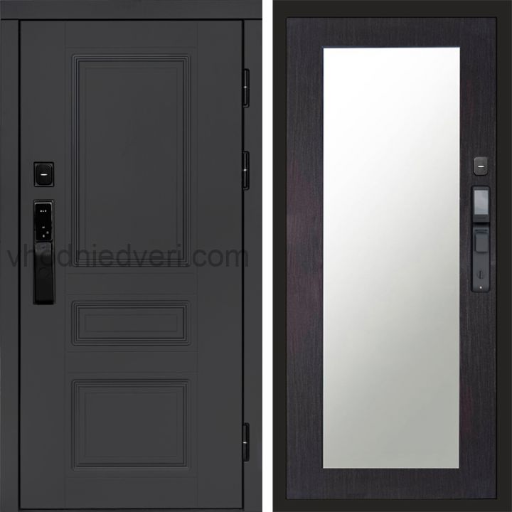 Входная дверь Termo-door ОРЕГОН ГРАФИТ с электрозамком - Зеркало Триумф Венге