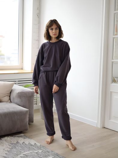 Брюки с защипами графит