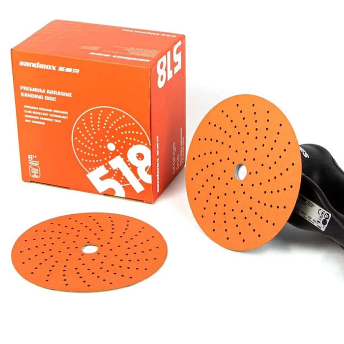 Sandwox Orange Ceramic Шлифовальный диск на бумажной основе, Multi holes, Р100, 150мм., в упаковке 50шт.