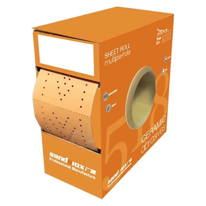 Sandwox Orange Ceramic Шлифовальный материал на бумажной основе перфорированный, керамика, 70мм. x 12м., P120