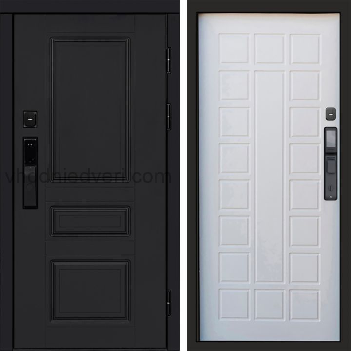 Входная дверь Termo-door ОРЕГОН BLACK с электрозамком - Престиж Белое дерево