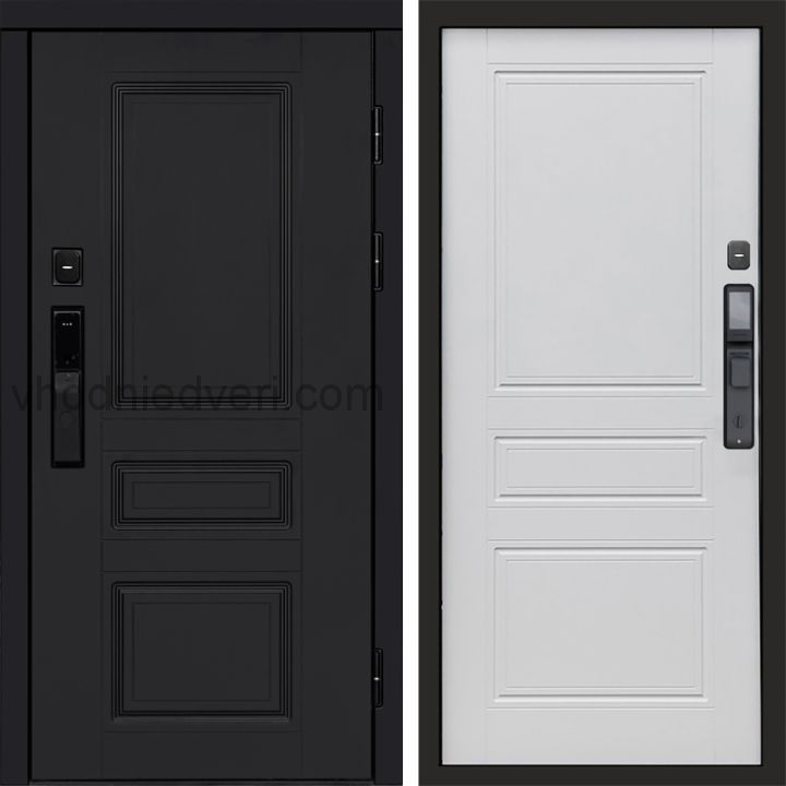 Входная дверь Termo-door ОРЕГОН BLACK с электрозамком - Классик Белый софт