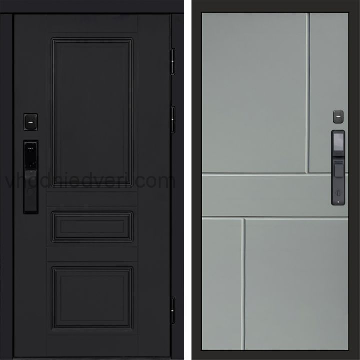 Входная дверь Termo-door ОРЕГОН BLACK с электрозамком - Горизонт Грей софт