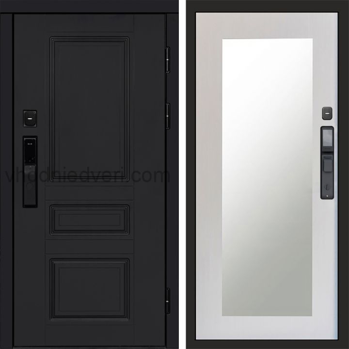 Входная дверь Termo-door ОРЕГОН BLACK с электрозамком - Зеркало Триумф Лиственница