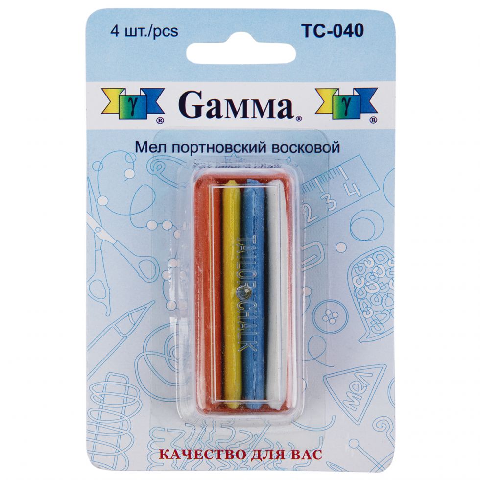 Мел Gamma портновский восковой 4 шт. в коробке (TC-040)