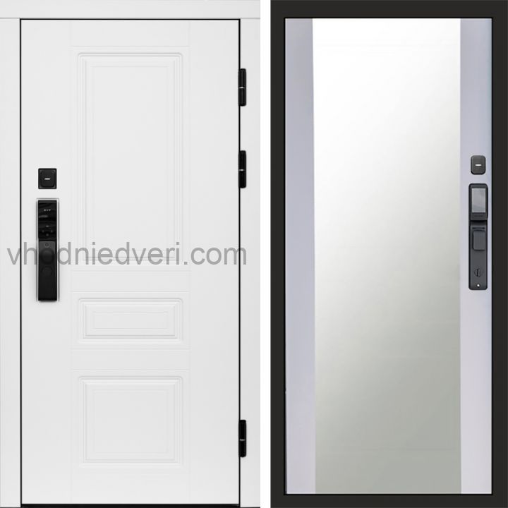 Входная дверь Termo-door ОРЕГОН WHITE с электрозамком - Зеркало Белый софт
