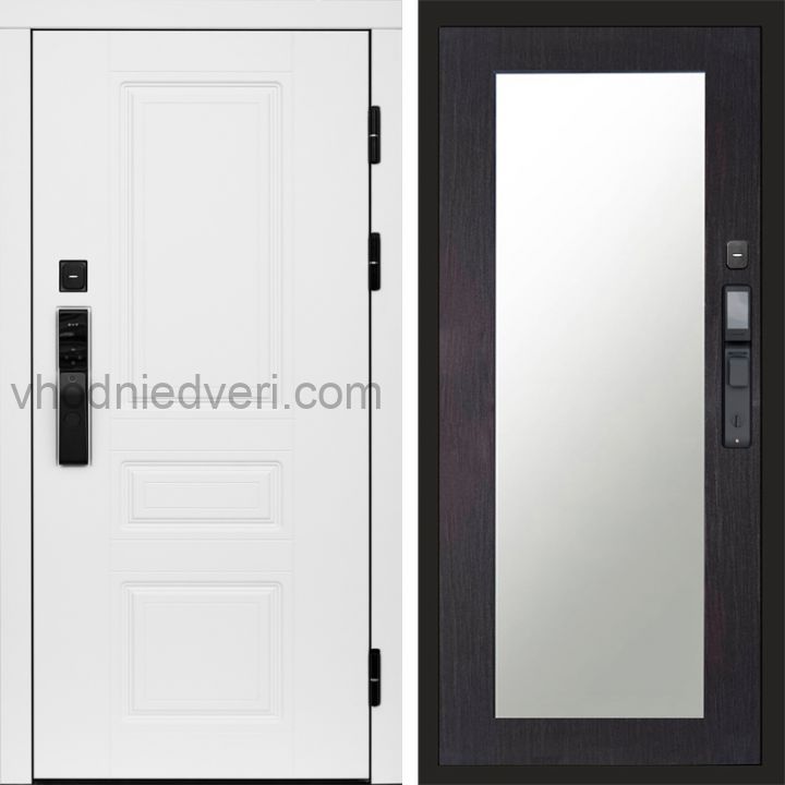 Входная дверь Termo-door ОРЕГОН WHITE с электрозамком - Зеркало Триумф Венге