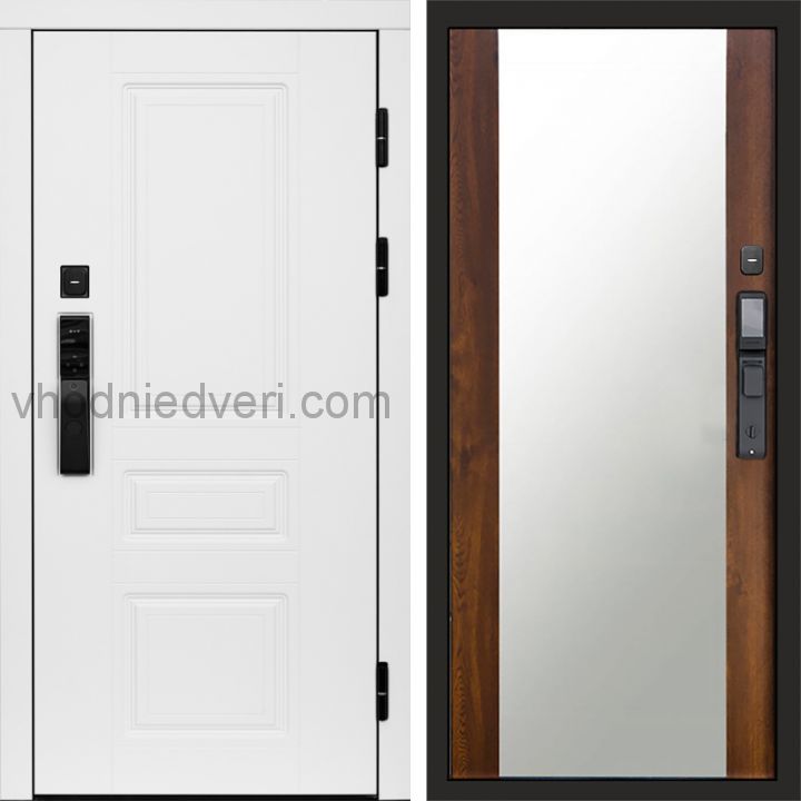 Входная дверь Termo-door ОРЕГОН WHITE с электрозамком - Зеркало Дуб