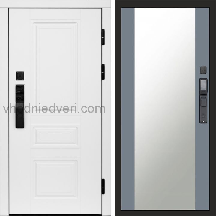 Входная дверь Termo-door ОРЕГОН WHITE с электрозамком - Зеркало Грей софт