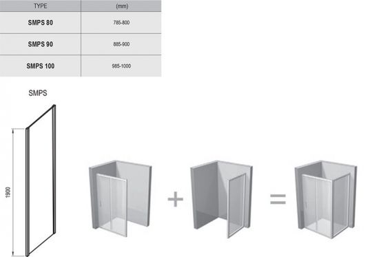 Душевой уголок Ravak Smartline SMSD2 + SMPS 90х100 см схема 2