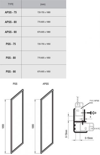 Душевой уголок Ravak Supernova  ASDP3 + APSS стекло грапе 90х120 см схема 3