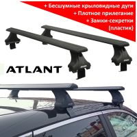 Багажник на крышу Toyota Hilux, Атлант, крыловидные аэродуги (черный цвет)