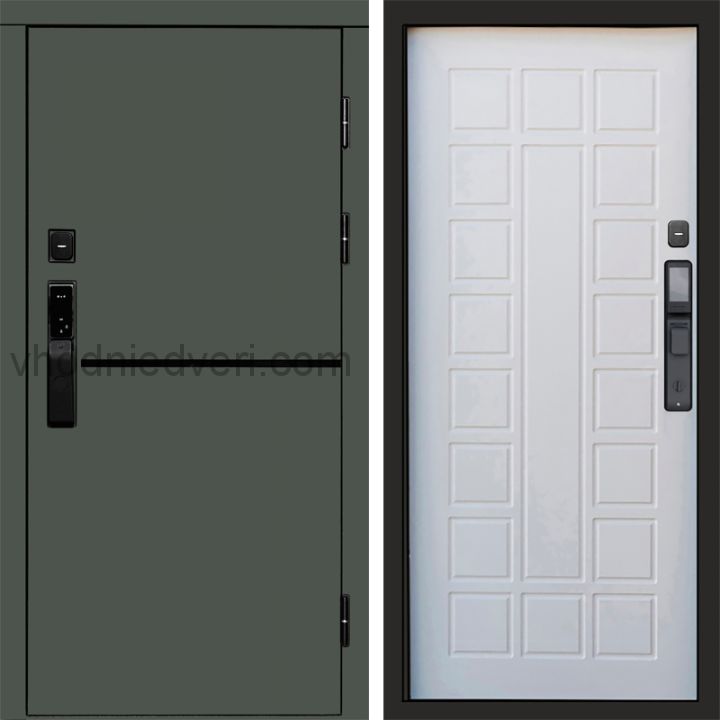 Входная дверь Termo-door ТРЕНД GREEN с электрозамком - Престиж Белое дерево