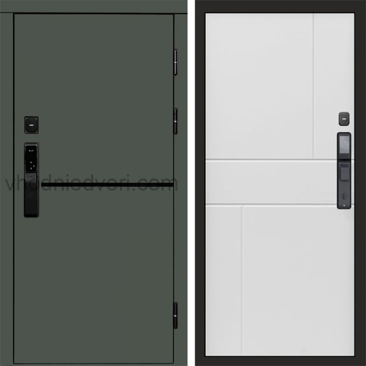 Входная дверь Termo-door ТРЕНД GREEN с электрозамком - Горизонт Белый
