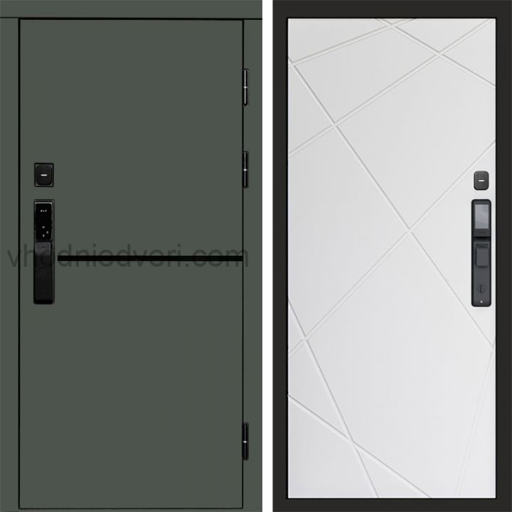 Входная дверь Termo-door ТРЕНД GREEN с электрозамком - Лучи Белый