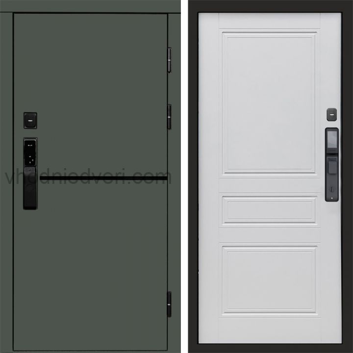 Входная дверь Termo-door ТРЕНД GREEN с электрозамком - Классик Белый софт