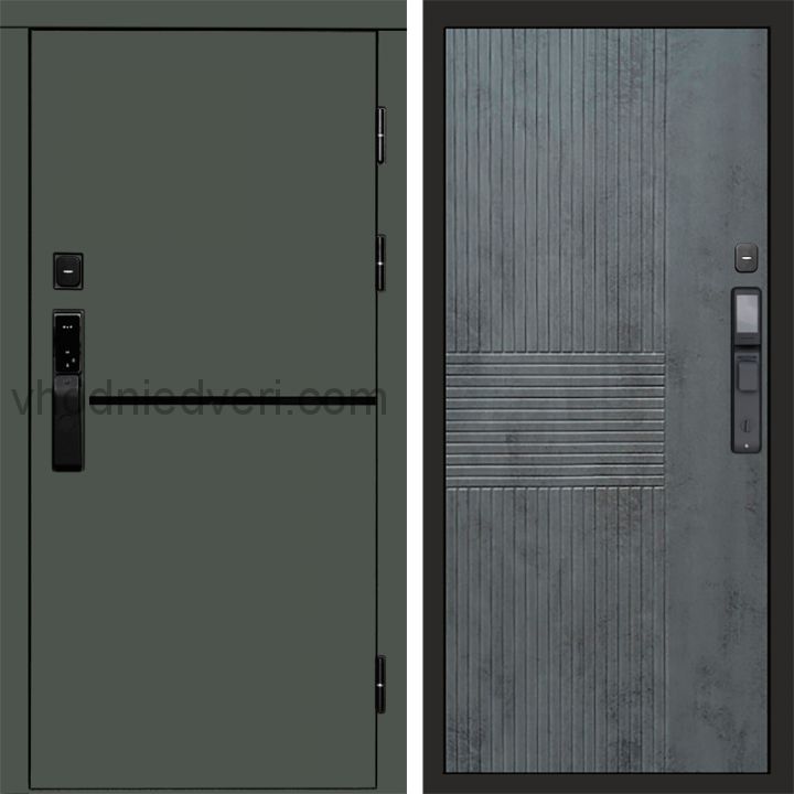 Входная дверь Termo-door ТРЕНД GREEN с электрозамком - Мастино Бетон темный