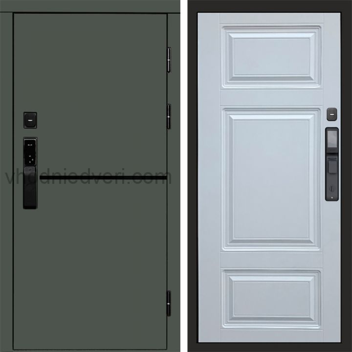 Входная дверь Termo-door ТРЕНД GREEN с электрозамком - Лион Белый софт