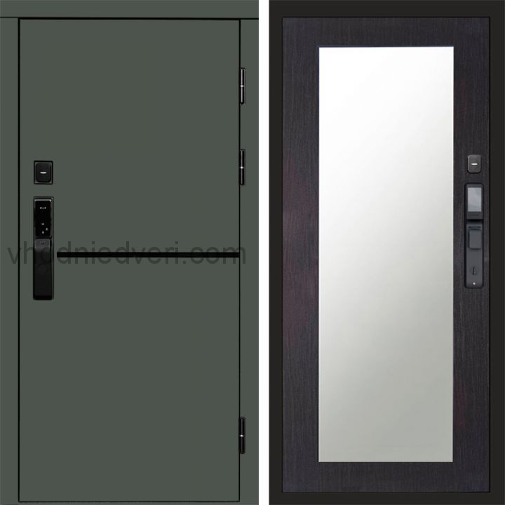 Входная дверь Termo-door ТРЕНД GREEN с электрозамком - Зеркало Триумф Венге