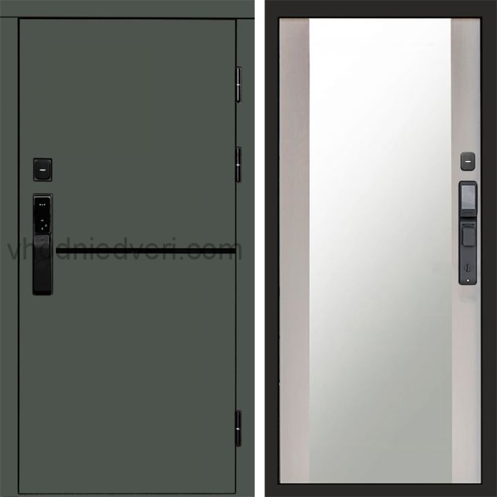 Входная дверь Termo-door ТРЕНД GREEN с электрозамком - Зеркало Лиственница