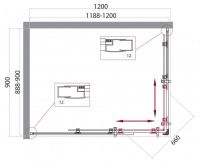 Душевой уголок Belbagno Uno-195 AH с раздвижными дверями 120х90 см схема 2