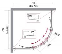 Душевой уголок Belbagno Uno-195 R прозрачное стекло, профиль хром 95х95 см схема 2 Душевой уголок Belbagno Uno-195 R прозрачное стекло, профиль хром 95х95 см схема 2