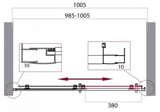 Душевой уголок в нишу Belbagno Uno-195 BF профиль хром 130 см схема 6