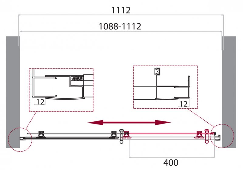 Душевой уголок в нишу Belbagno Uno-195 BF профиль хром 140 см ФОТО
