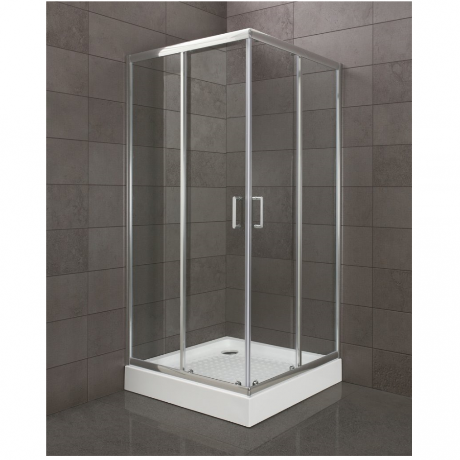 Изображение Квадратный душевой уголок Belbagno Uno-195 A  профиль хром 80х80 см