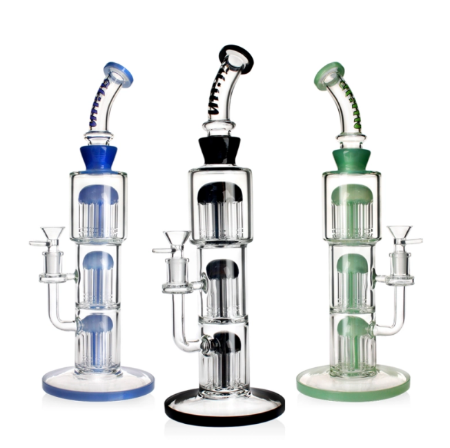 Стеклянный бонг Hittn Triple Meduza Bent