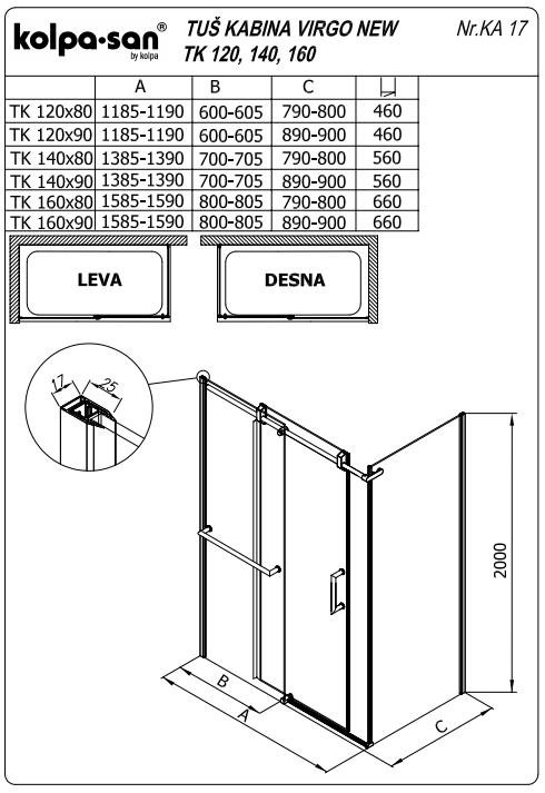 Большая душевая кабина Kolpa-San VIRGO TK 140х90 см ФОТО