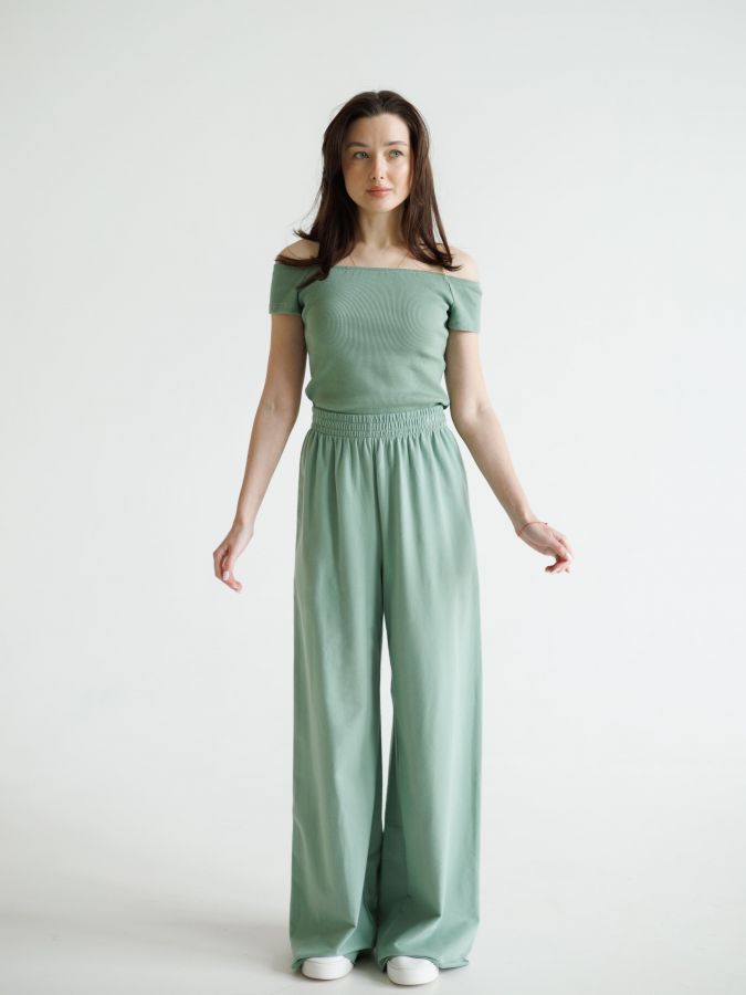 Брюки оверсайз полынь